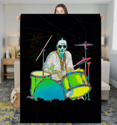 Soft and plush Flower Child Sherpa Blanket on a cozy bed.